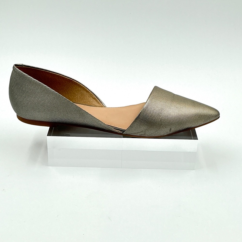 Antonio Melani Size 9.5 Pewter Metallic Leather Pointed Toe DOrsay Flats
